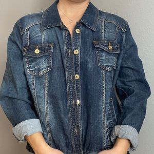 INC Jean Jacket with Criss Cross Details